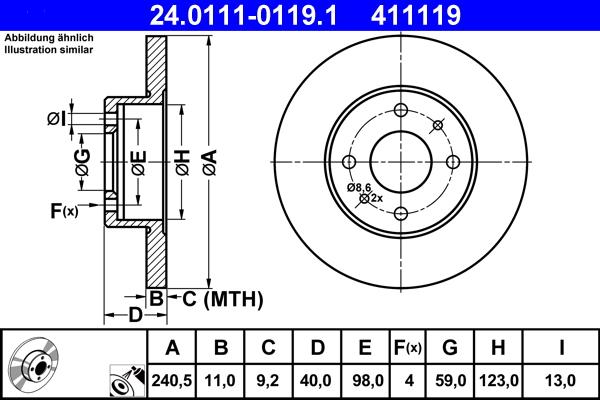 ATE 24.0111-0119.1 - Тормозной диск onlydrive.pro