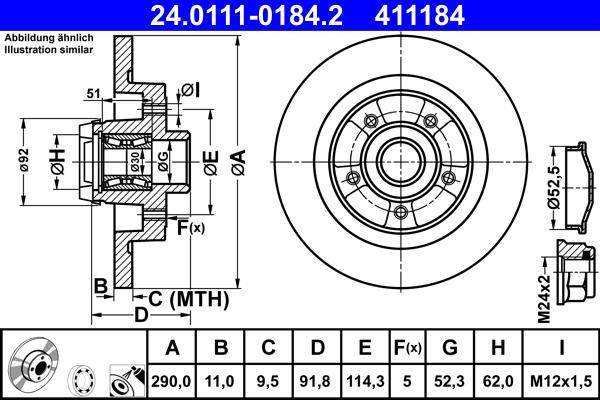 ATE 24.0111-0184.2 - Brake Disc onlydrive.pro