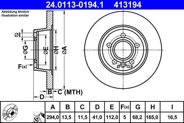 ATE 24.0113-0194.1 - Brake Disc onlydrive.pro