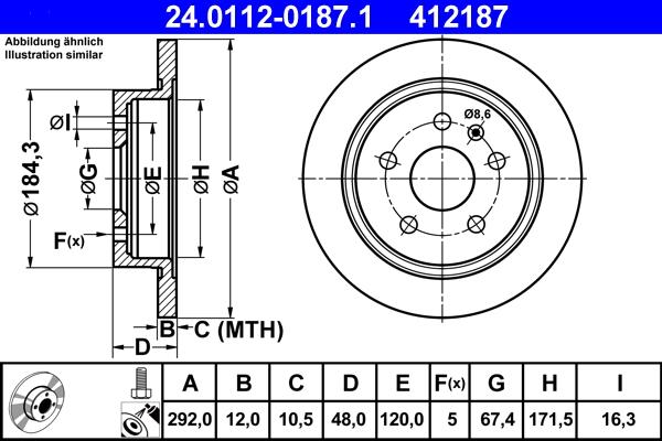 ATE 24.0112-0187.1 - Brake Disc onlydrive.pro