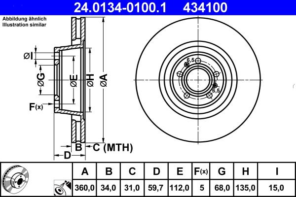 ATE 24.0134-0100.1 - Тормозной диск onlydrive.pro