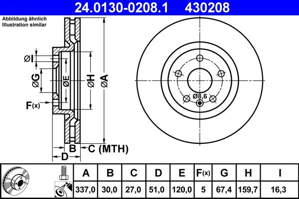 ATE 24.0130-0208.1 - Тормозной диск onlydrive.pro