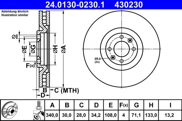 ATE 24.0130-0230.1 - Brake Disc onlydrive.pro