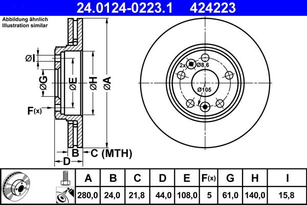 ATE 24.0124-0223.1 - Brake Disc onlydrive.pro