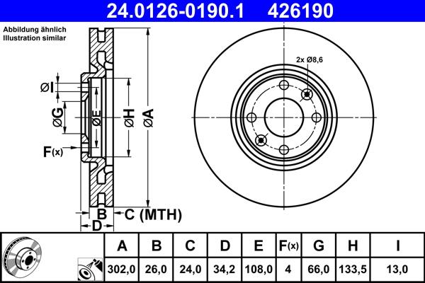 ATE 24.0126-0190.1 - Тормозной диск onlydrive.pro