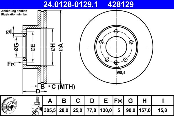 ATE 24.0128-0129.1 - Тормозной диск onlydrive.pro