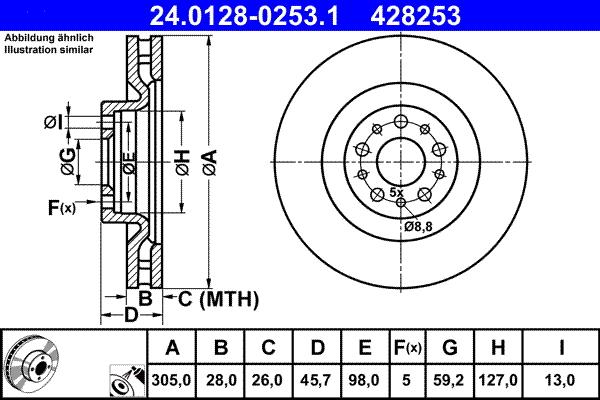 ATE 24.0128-0253.1 - Brake Disc onlydrive.pro