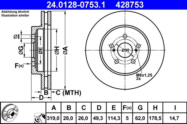 ATE 24.0128-0753.1 - Brake Disc onlydrive.pro