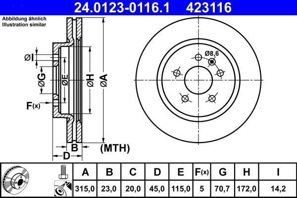 ATE 24.0123-0116.1 - Brake Disc onlydrive.pro