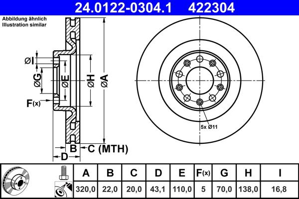 ATE 24.0122-0304.1 - Brake Disc onlydrive.pro