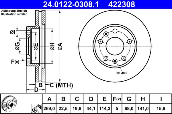 ATE 24.0122-0308.1 - Brake Disc onlydrive.pro