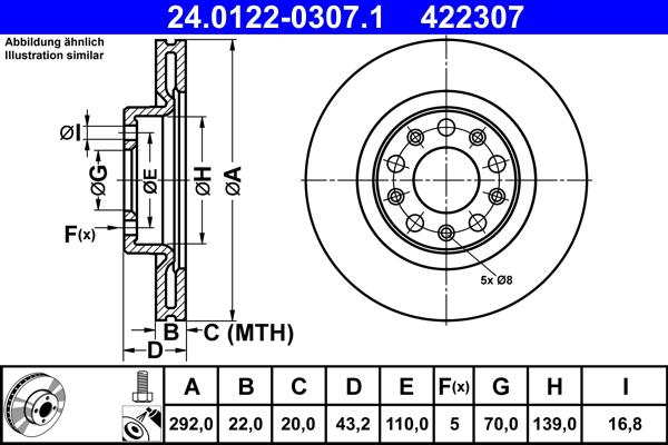 ATE 24.0122-0307.1 - Brake Disc onlydrive.pro