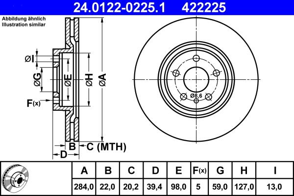 ATE 24.0122-0225.1 - Brake Disc onlydrive.pro