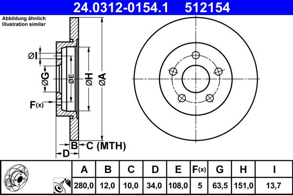 ATE 24.0312-0154.1 - Brake Disc onlydrive.pro