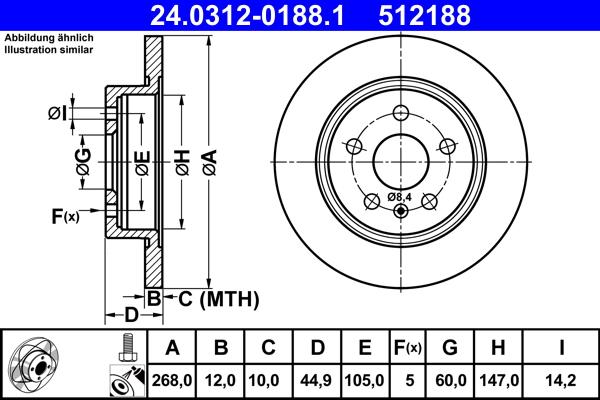 ATE 24.0312-0188.1 - Brake Disc onlydrive.pro