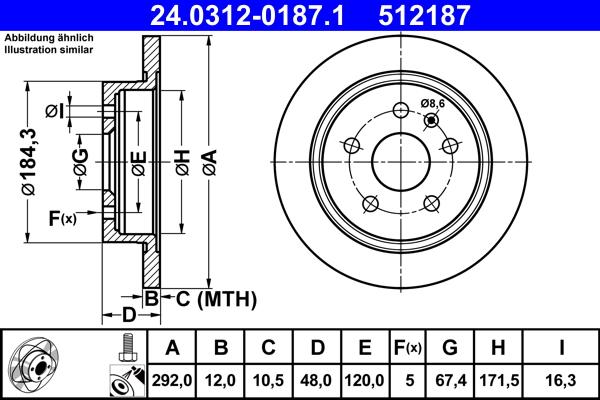 ATE 24.0312-0187.1 - Brake Disc onlydrive.pro