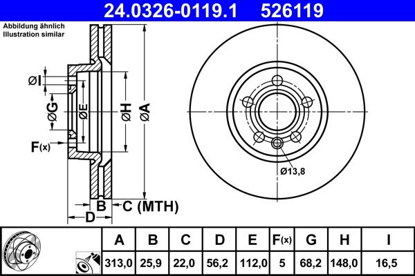 ATE 24.0326-0119.1 - Brake Disc onlydrive.pro