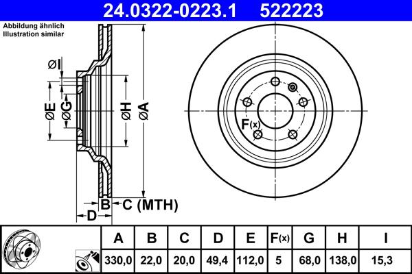 ATE 24.0322-0223.1 - Тормозной диск onlydrive.pro