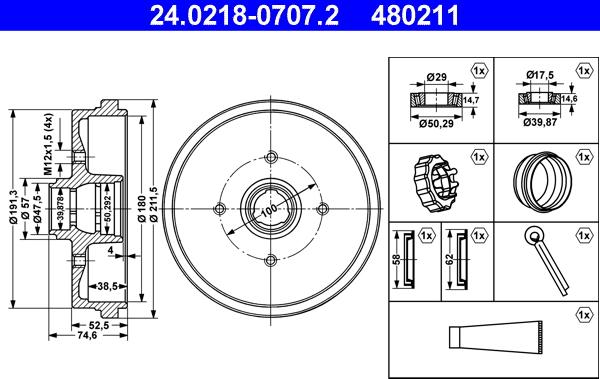 ATE 24.0218-0707.2 - Тормозной барабан onlydrive.pro