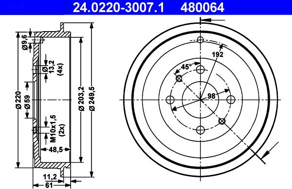 ATE 24.0220-3007.1 - Тормозной барабан onlydrive.pro