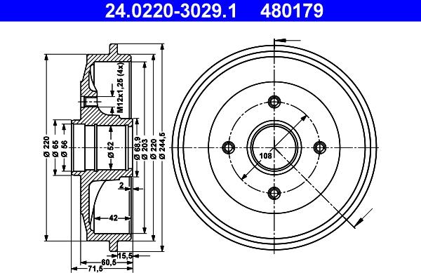 ATE 24.0220-3029.1 - Тормозной барабан onlydrive.pro