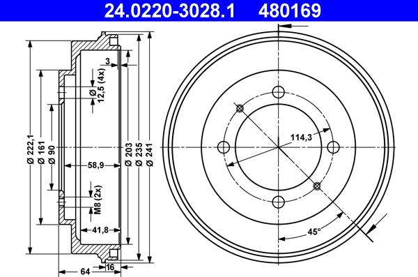 ATE 24.0220-3028.1 - Тормозной барабан onlydrive.pro