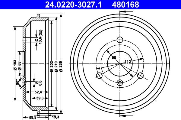 ATE 24.0220-3027.1 - Тормозной барабан onlydrive.pro