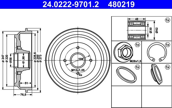 ATE 24.0222-9701.2 - Brake Drum onlydrive.pro