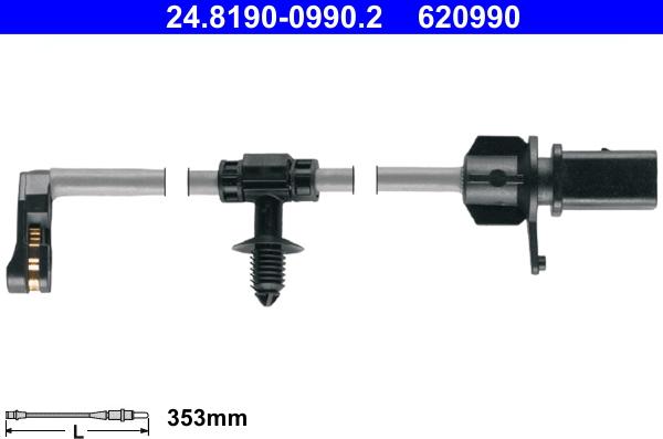 ATE 24.8190-0990.2 - Warning Contact, brake pad wear onlydrive.pro