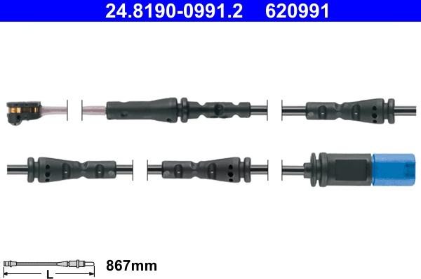 ATE 24.8190-0991.2 - Hoiatuskontakt, piduriklotsi kulumine onlydrive.pro