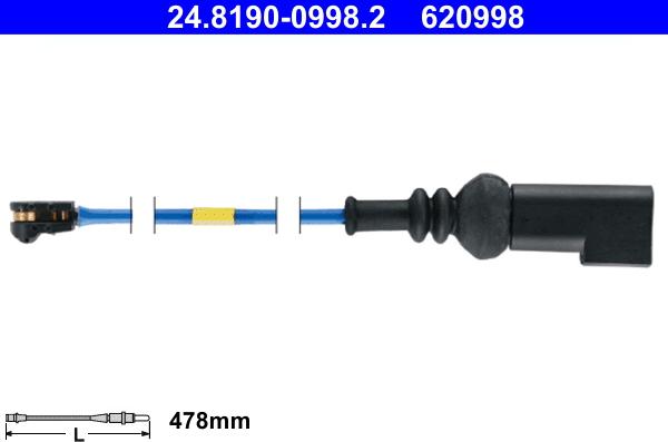 ATE 24.8190-0998.2 - Warning Contact, brake pad wear onlydrive.pro