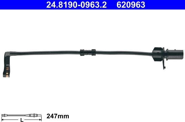 ATE 24.8190-0963.2 - Įspėjimo kontaktas, stabdžių trinkelių susidėvėjimas onlydrive.pro