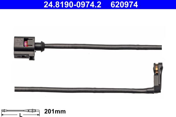 ATE 24.8190-0974.2 - Įspėjimo kontaktas, stabdžių trinkelių susidėvėjimas onlydrive.pro