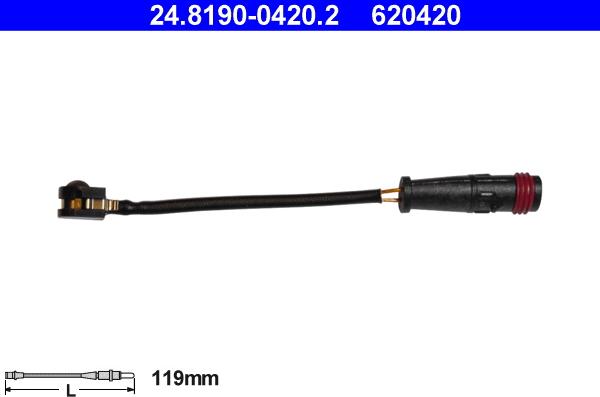 ATE 24.8190-0420.2 - Įspėjimo kontaktas, stabdžių trinkelių susidėvėjimas onlydrive.pro