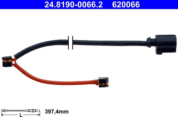 ATE 24.8190-0066.2 - Įspėjimo kontaktas, stabdžių trinkelių susidėvėjimas onlydrive.pro