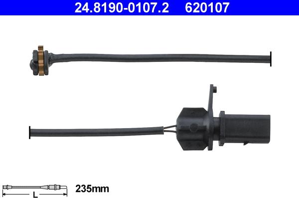 ATE 24.8190-0107.2 - Įspėjimo kontaktas, stabdžių trinkelių susidėvėjimas onlydrive.pro