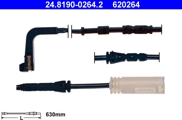 ATE 24.8190-0264.2 - Įspėjimo kontaktas, stabdžių trinkelių susidėvėjimas onlydrive.pro