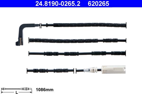 ATE 24.8190-0265.2 - Įspėjimo kontaktas, stabdžių trinkelių susidėvėjimas onlydrive.pro