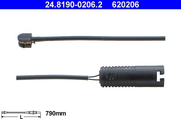 ATE 24.8190-0206.2 - Įspėjimo kontaktas, stabdžių trinkelių susidėvėjimas onlydrive.pro