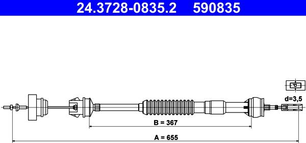 ATE 24.3728-0835.2 - Clutch Cable onlydrive.pro