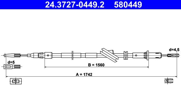 ATE 24.3727-0449.2 - Cable, parking brake onlydrive.pro