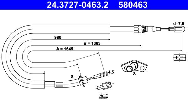 ATE 24.3727-0463.2 - Cable, parking brake onlydrive.pro