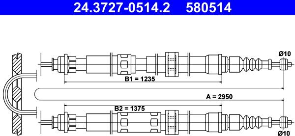 ATE 24.3727-0514.2 - Тросик, cтояночный тормоз onlydrive.pro