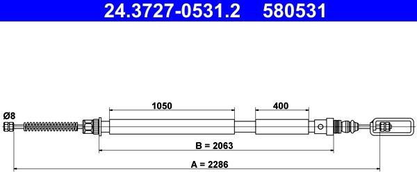 ATE 24.3727-0531.2 - Тросик, cтояночный тормоз onlydrive.pro