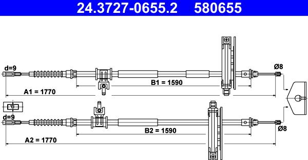 ATE 24.3727-0655.2 - Cable, parking brake onlydrive.pro