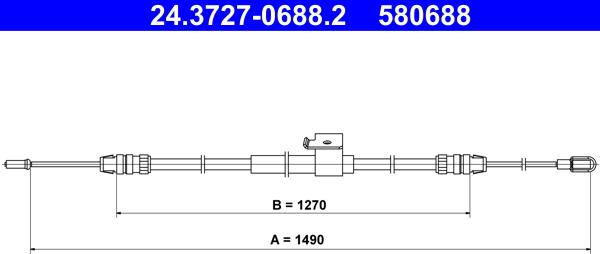 ATE 24.3727-0688.2 - Тросик, cтояночный тормоз onlydrive.pro