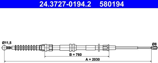 ATE 24.3727-0194.2 - Cable, parking brake onlydrive.pro