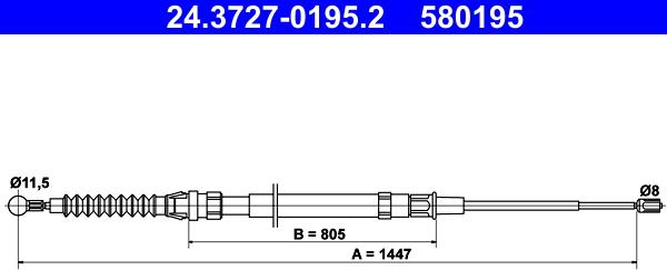 ATE 24.3727-0195.2 - Cable, parking brake onlydrive.pro