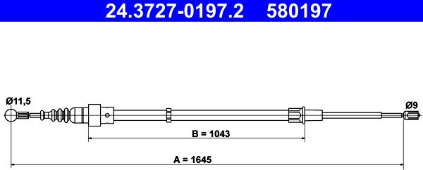 ATE 24.3727-0197.2 - Тросик, cтояночный тормоз onlydrive.pro