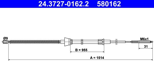 ATE 24.3727-0162.2 - Cable, parking brake onlydrive.pro